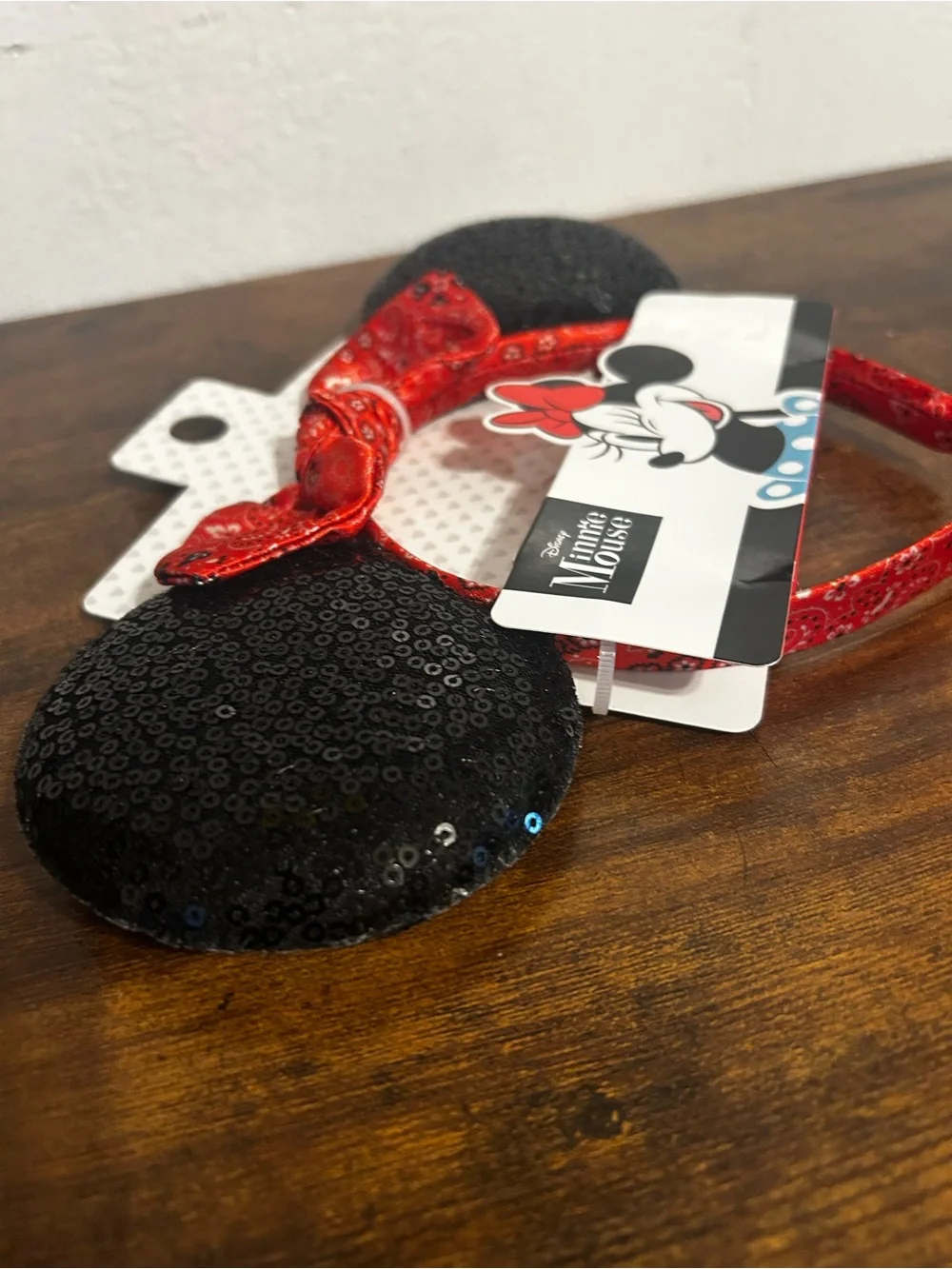 Disney Minnie Mouse Sequin Ear Headband in Black and Red